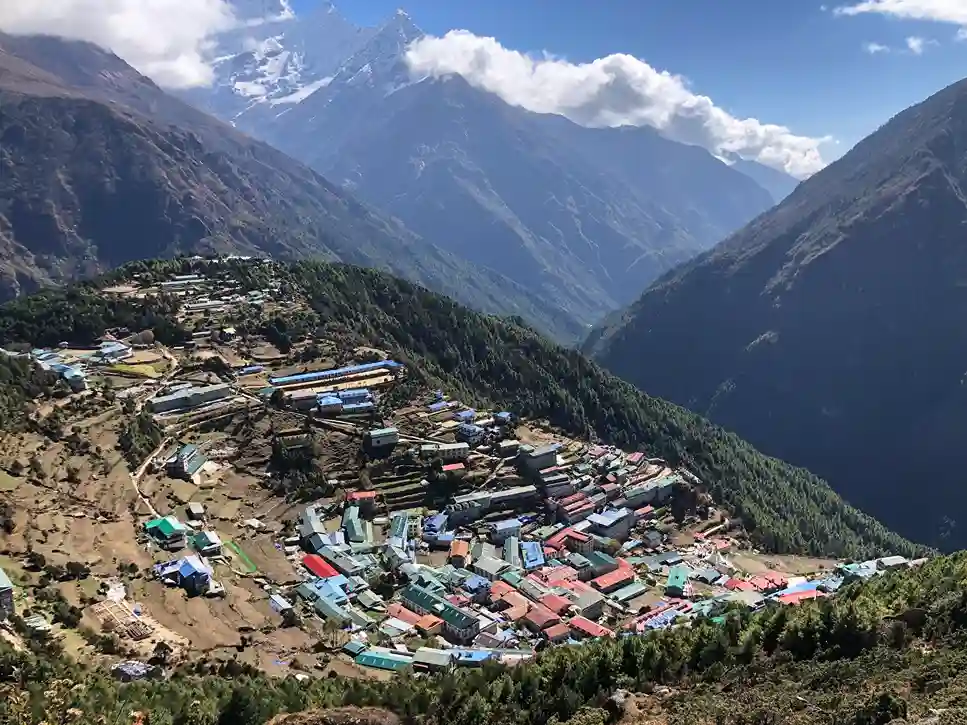 everest trek village view